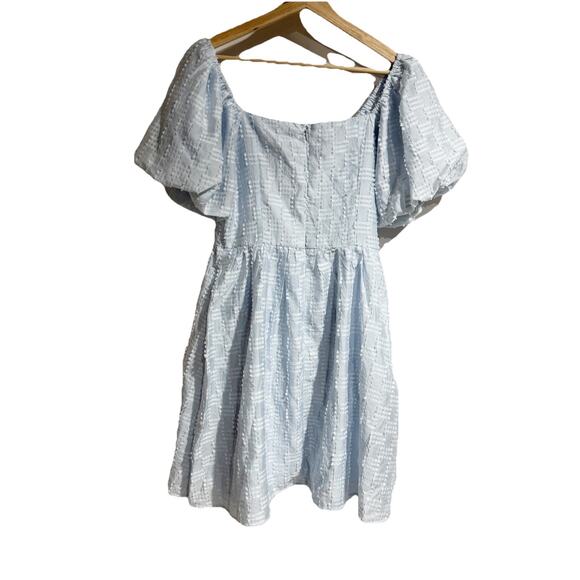 Baltic Born Women XS Sommer Short Dress Light Blue Puff Sleeves A Lime Textured - Picture 7 of 7